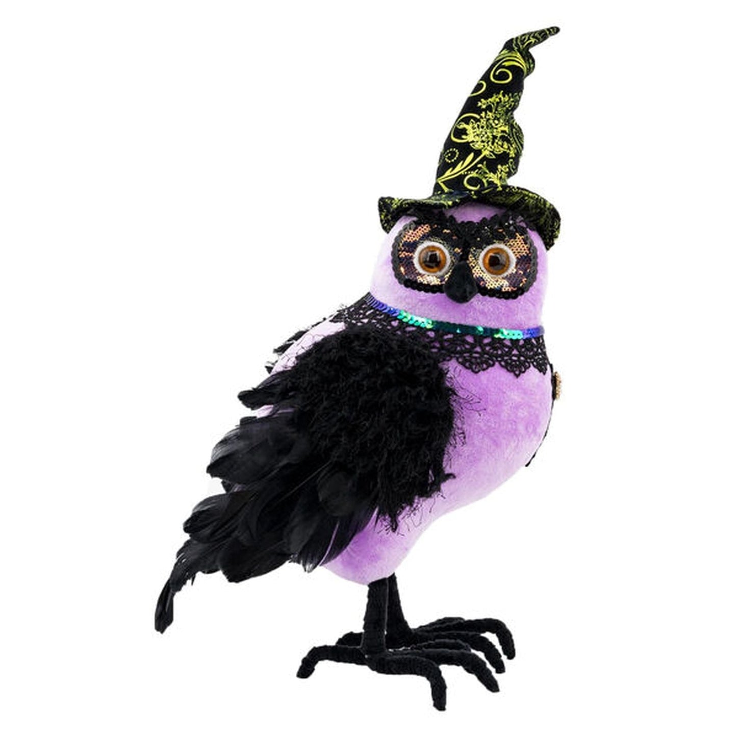 December Diamonds Trick Or Treat - Only Sweets 14.5" Owl With Green Hat.