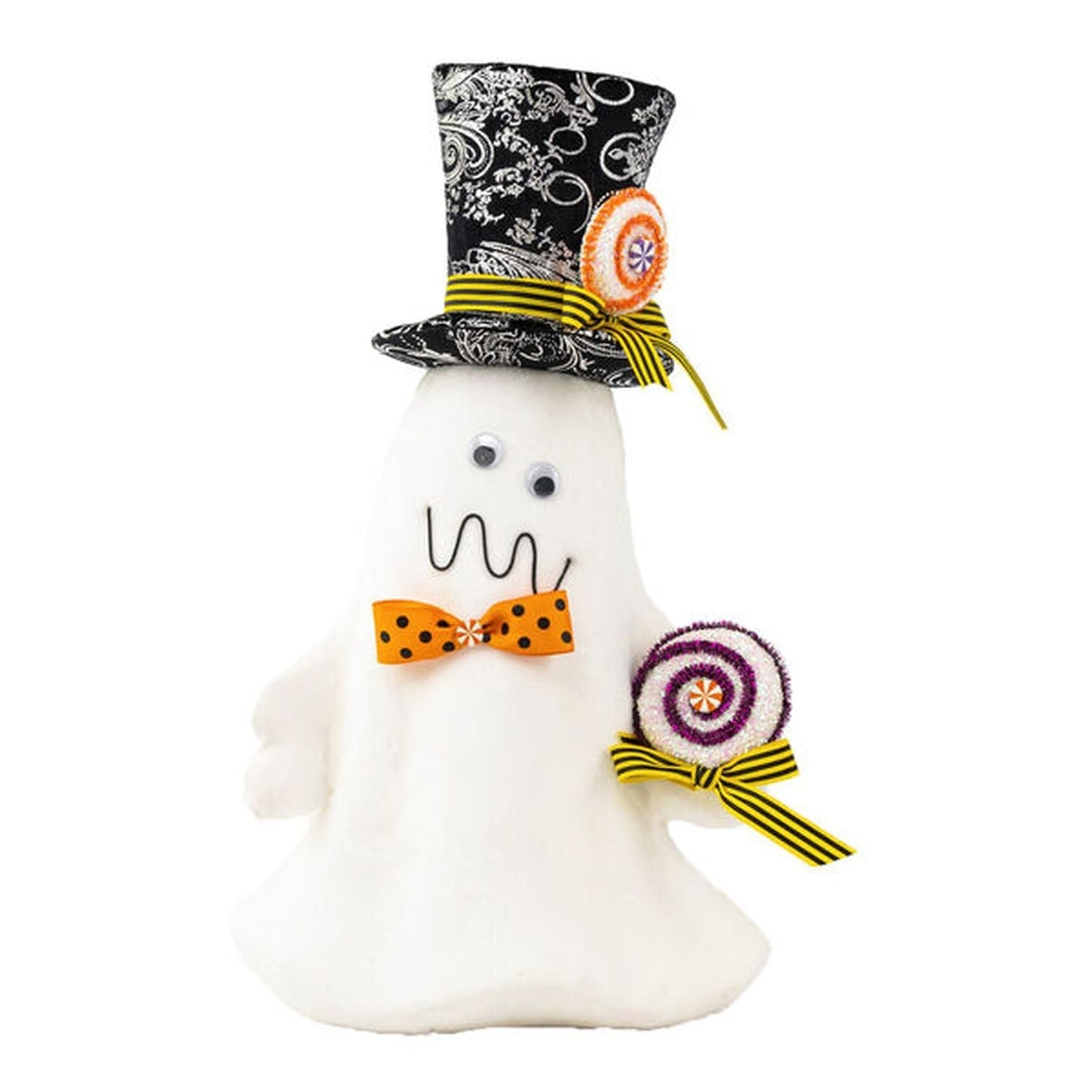 December Diamonds Trick Or Treat - Only Sweets 16In Ghost With Orange Bowtie