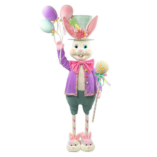 December Diamonds Cotton Candy Land 63" Mr Bunny With Balloons And Slippers