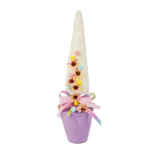 December Diamonds Cotton Candy Land White Cone Tree With Purple Base Resin