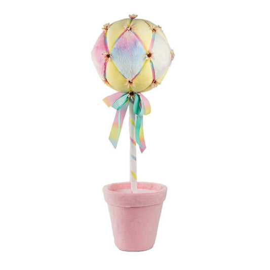 December Diamonds Cotton Candy Land Pastel Topiary Ball In Pink Pot