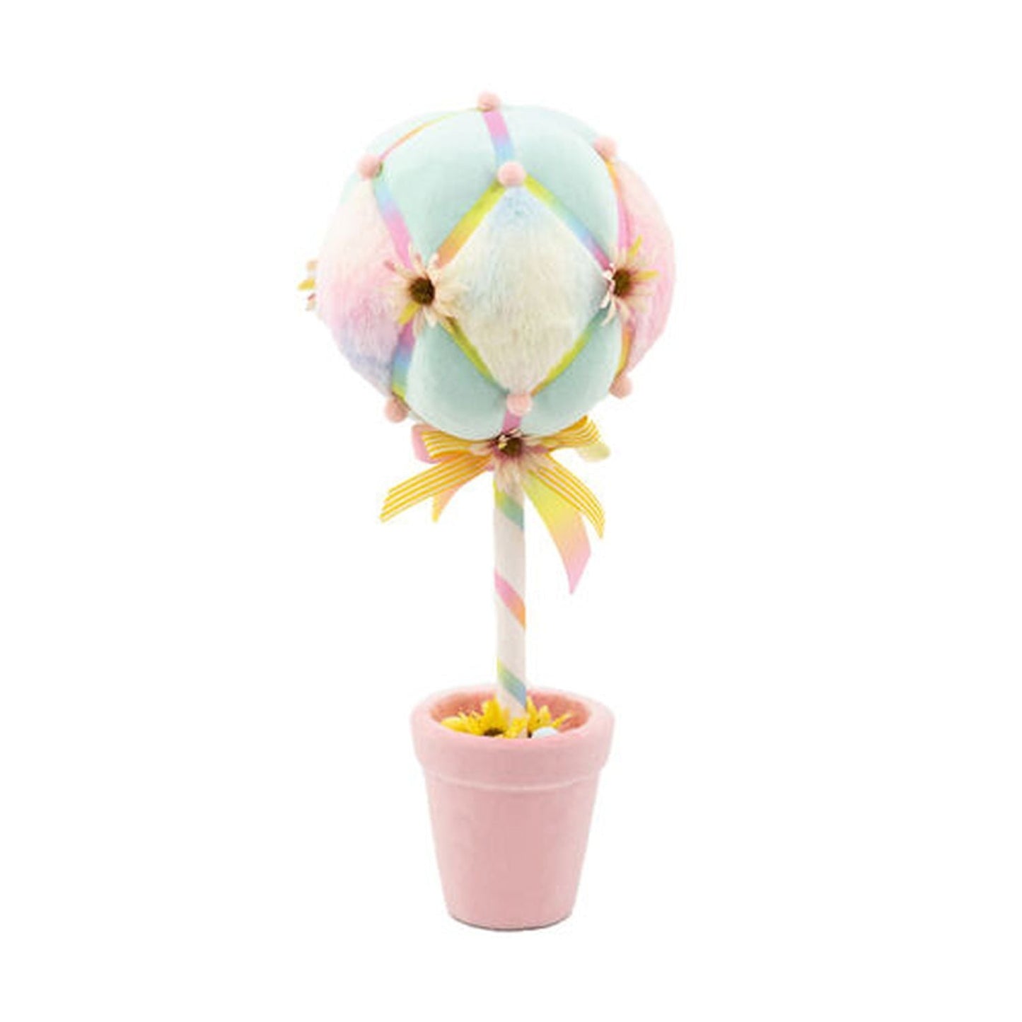 Cotton Candy Land Small Pastel Topiary Ball In Pink Pot