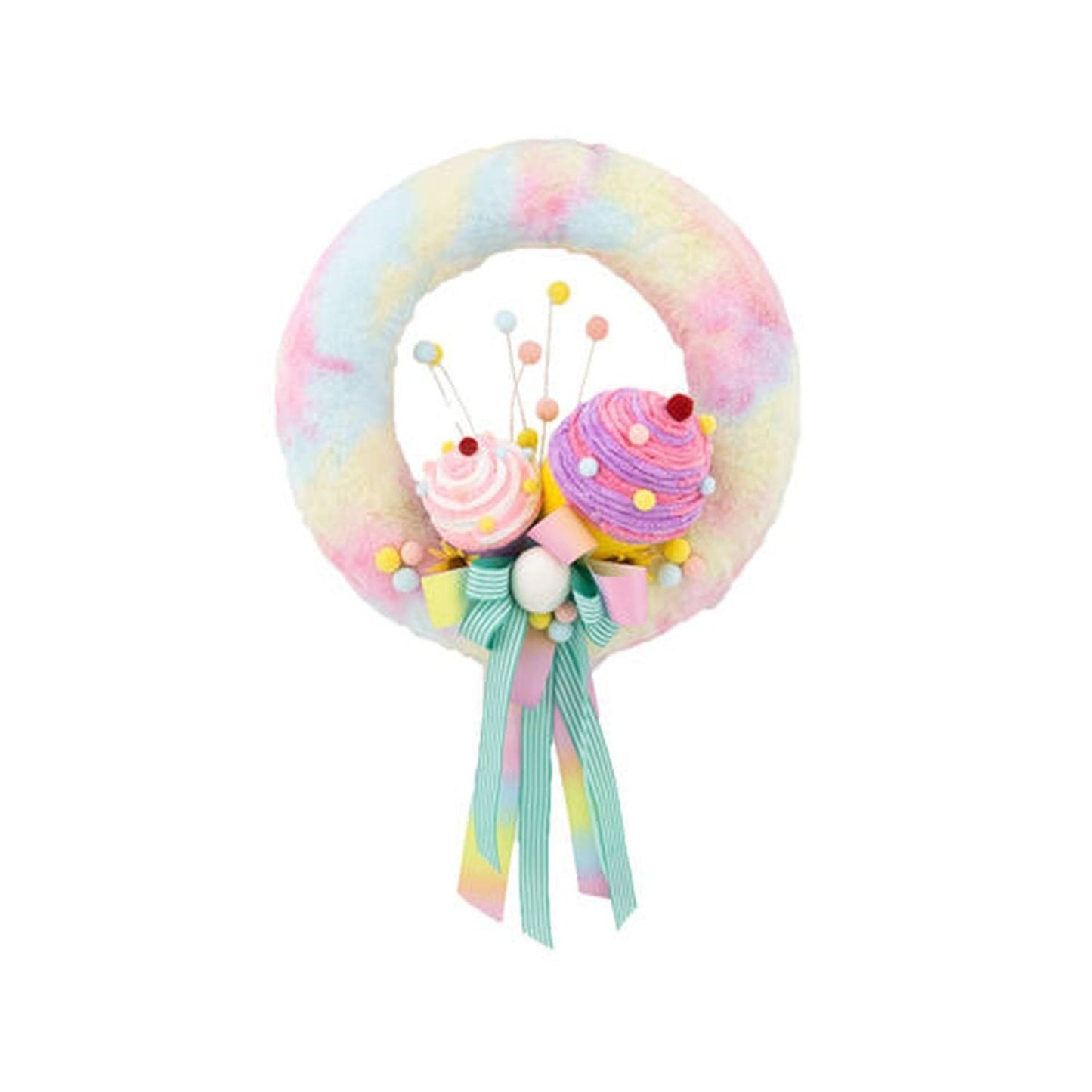 Cotton Candy Land Pastel Wreath With Cupcakes