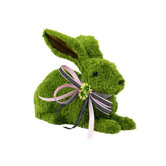 December Diamonds Green Garden Bunny Laying With Pink Ribbon