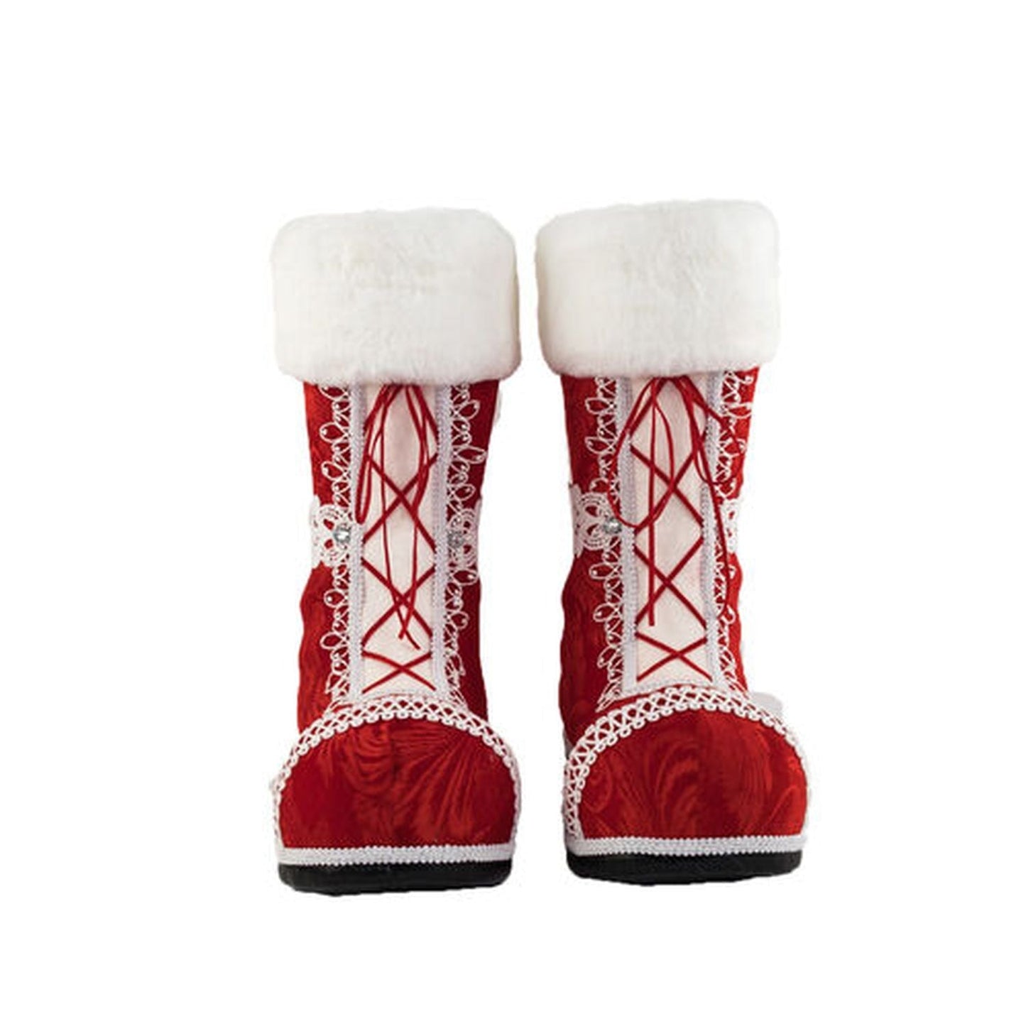 December Diamonds Candy Cane Lace 15" Red Santa Boots