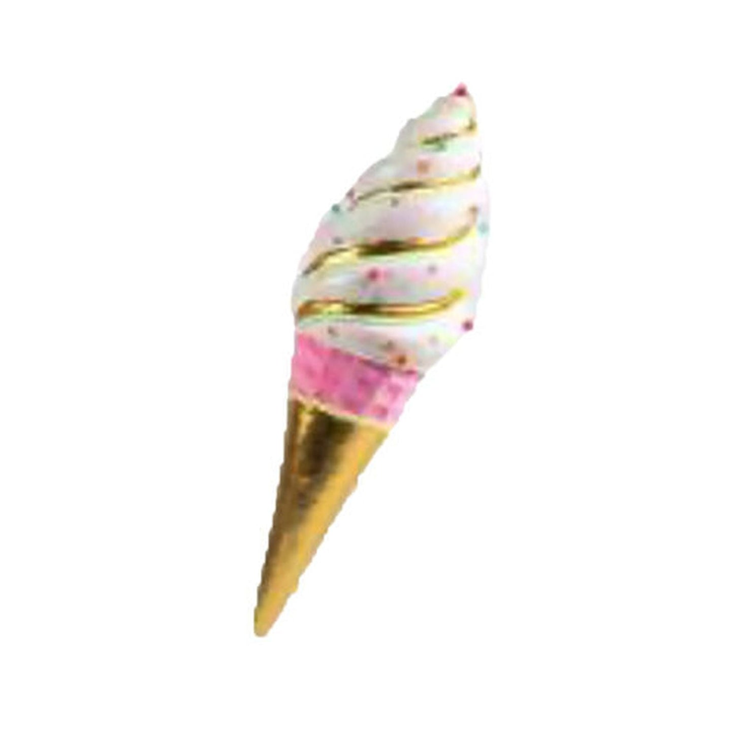 Snow Cream Towne 29.5" Hanging Pink/Gold Ice Cream Cone Display