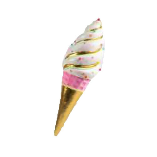 Snow Cream Towne 29.5" Hanging Pink/Gold Ice Cream Cone Display