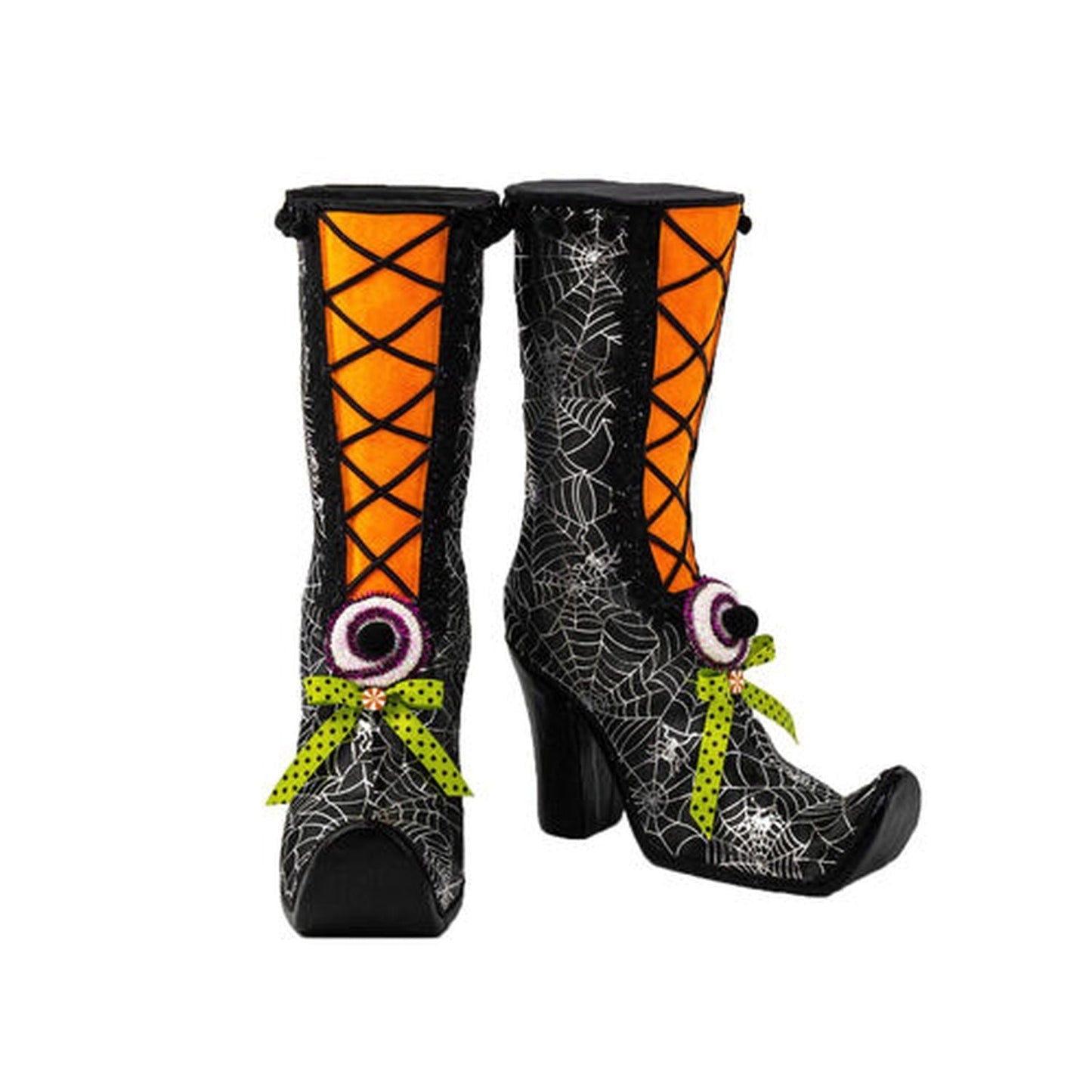 December Diamonds Halloween Carnival 15" Black With Orange Witch Boots