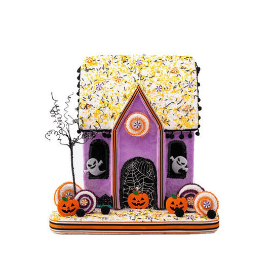 December Diamonds Halloween Carnival 15.5" Purple Candy Haunted House