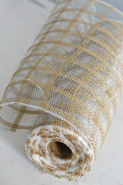 10.25"X10YD FAUX JUTE CHECK MESH NATURAL