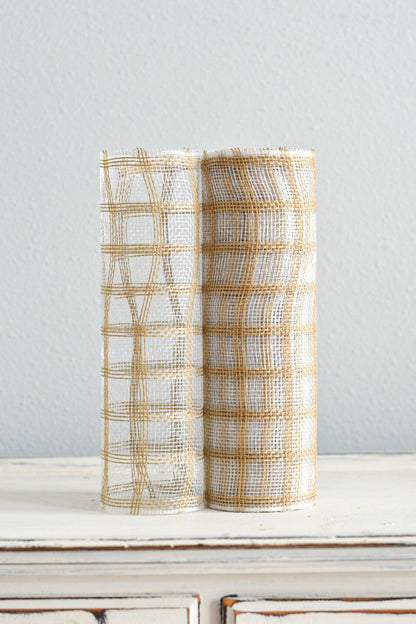 10.25"X10YD FAUX JUTE CHECK MESH NATURAL