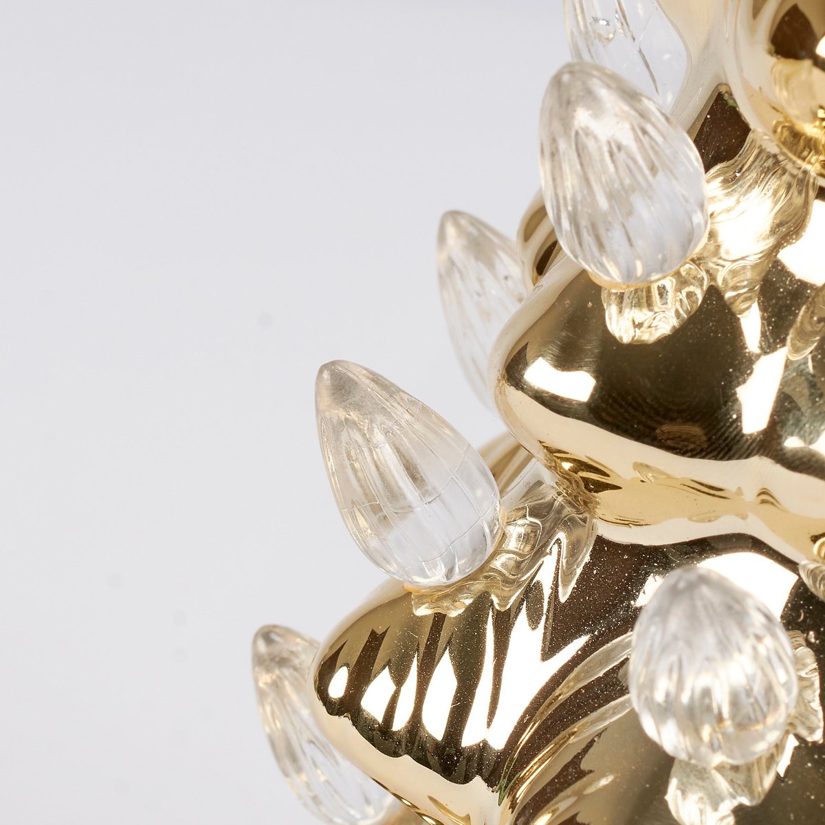 Royal Court Collection - 8" Lighted Gold Ceramic Retro Christmas Tree