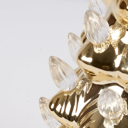 Royal Court Collection - 8" Lighted Gold Ceramic Retro Christmas Tree