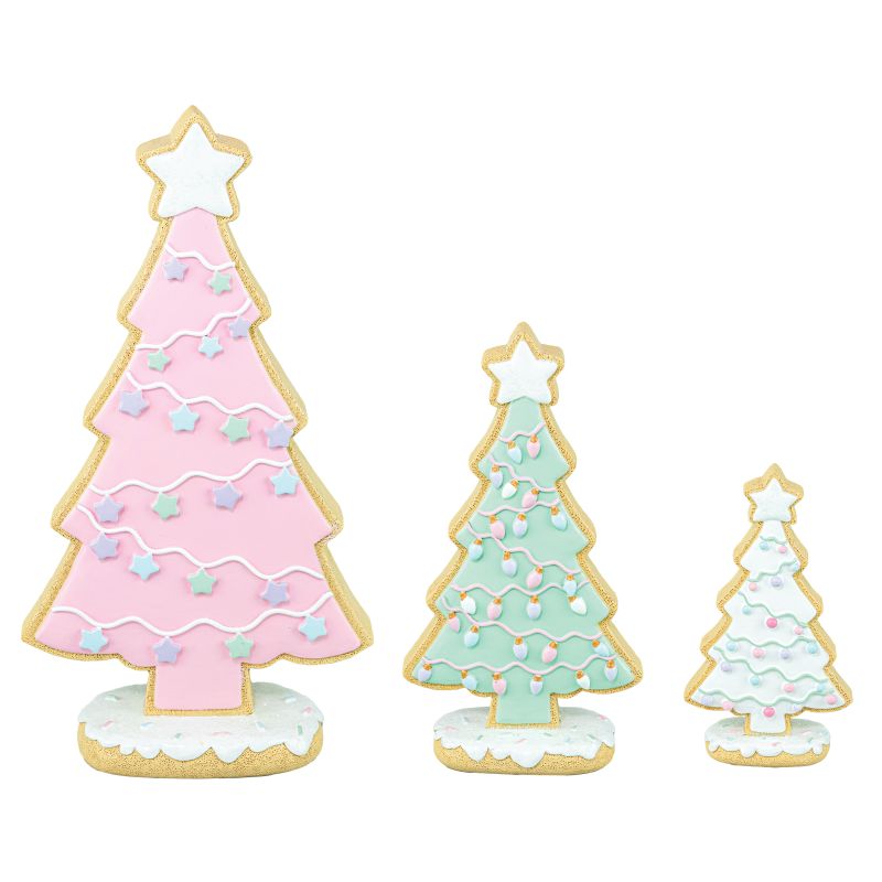 Santa's Sweet Shoppe Collection Candied Christmas Confections Pastry Tree 3 Piece Set