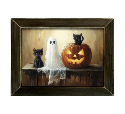 12x16 GHOST & HALLOWEEN KITTENS