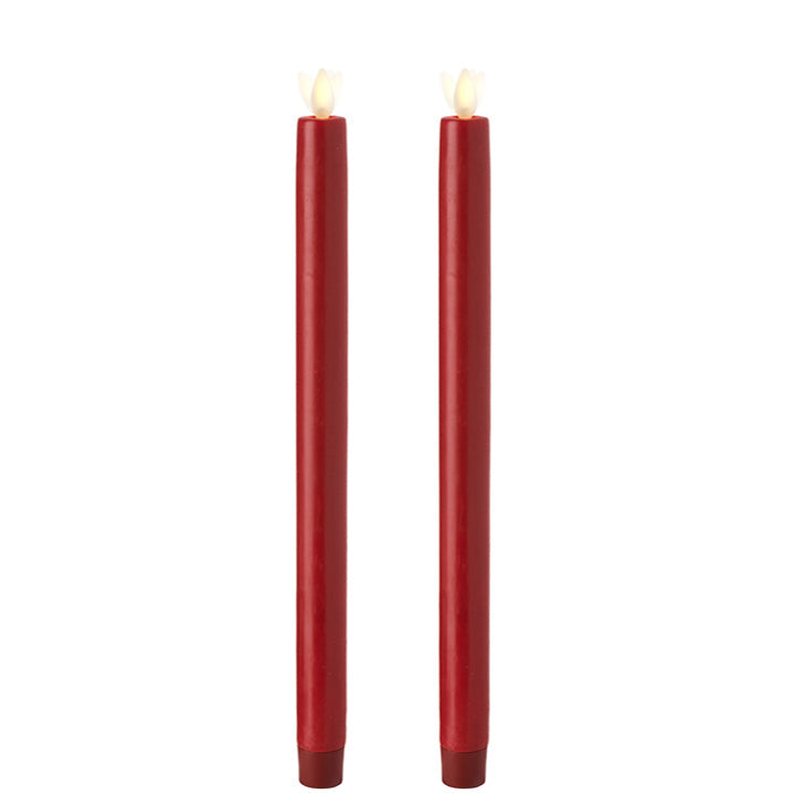Raz Imports Set of 2 - 10-inch Moving Flame Red Taper Candle
