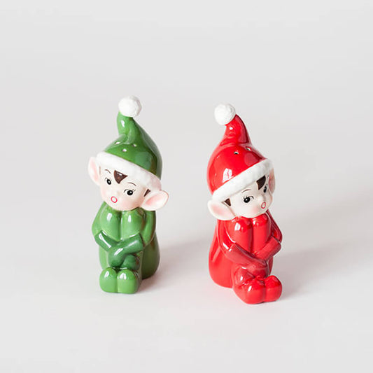 Retro Elf Salt & Pepper Shaker Set 3.75"