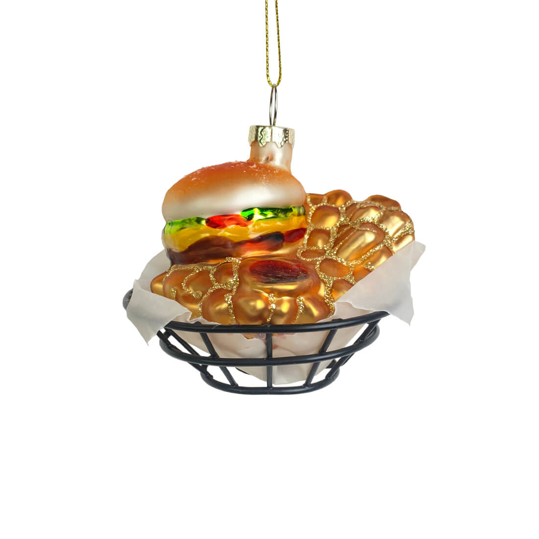 Hamburger Basket with Fries Ornament