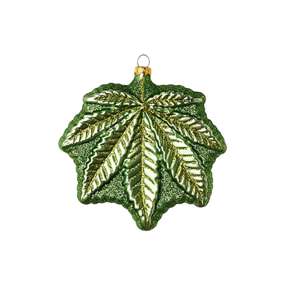 Happy Leaf Ornament 5"