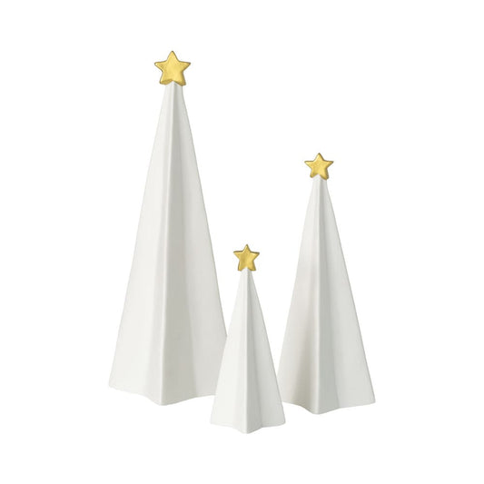 SET OF 3 -  Bisque Trees with Star