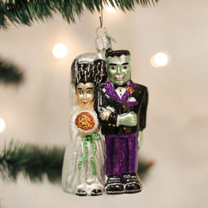 Old World Christmas Frankenstein & Bride Ornament