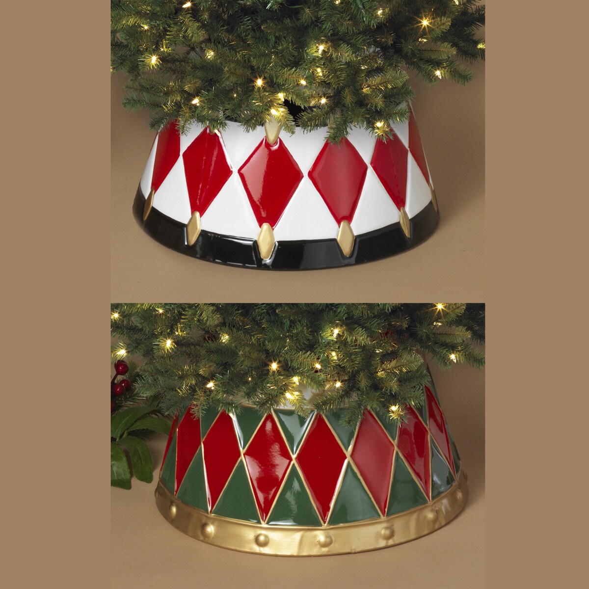 Christmas Carousel Collection 11.75"D Metal Holiday Tree Collar