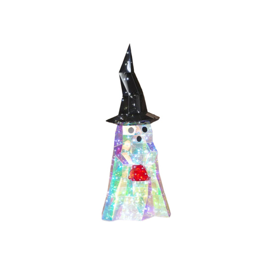 22" LED IRIDESCENT GHOST WITH WITCH HAT