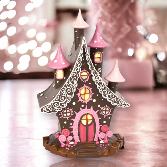 December Diamonds Candy Towne 10" LED Brown Candy Manor House