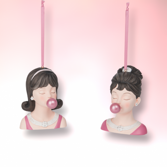 December Diamonds Candy Towne Set of 2 Bubblegum Girl Ornaments