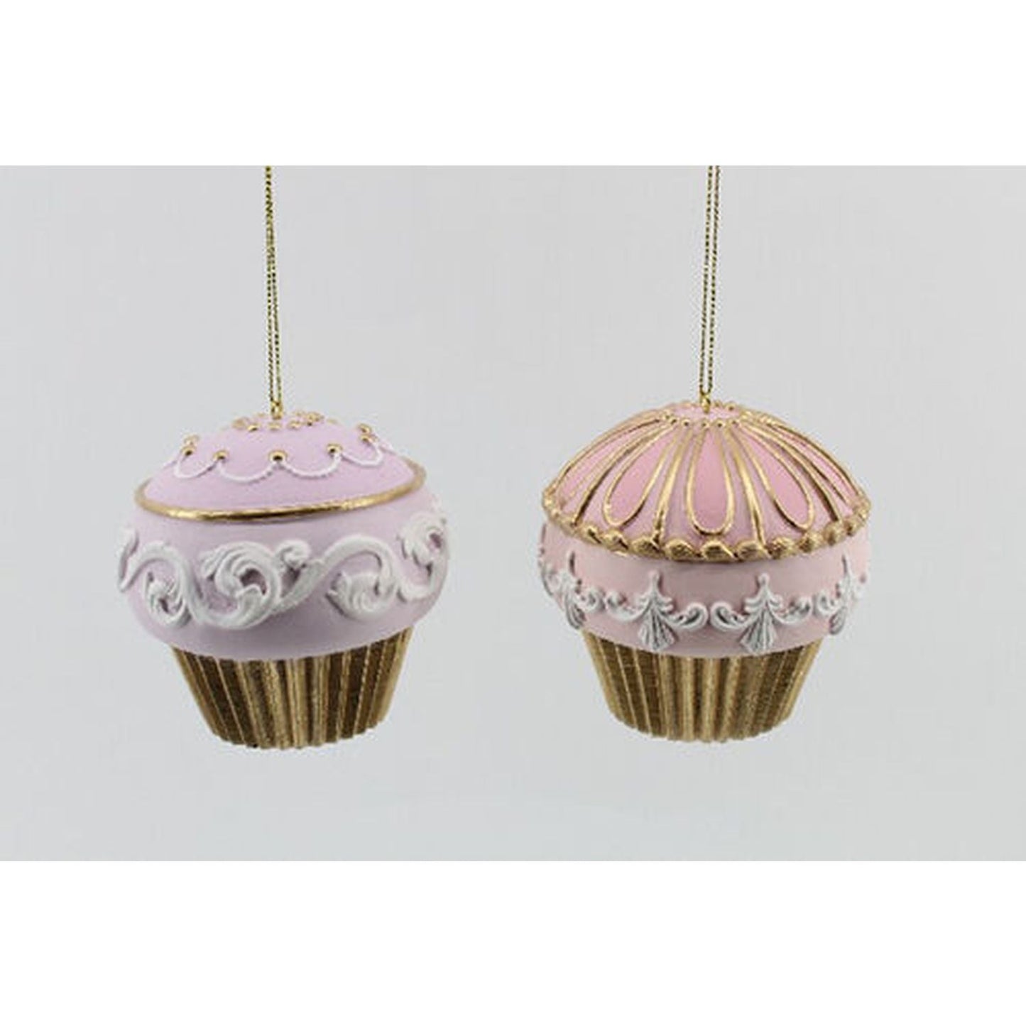 North Pole Sweet Shoppe Set Of 2 Assortment Pink Cupcake Ornaments