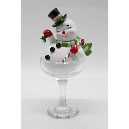 December Diamonds Christmas Carousel Retro Snowman In Martini Glass