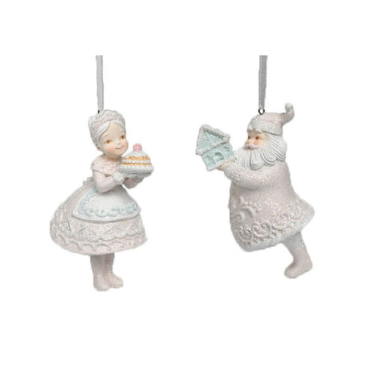 Santas Cookie Factory Set Of 2 Assortment Santa / Mrs Clause Ornaments