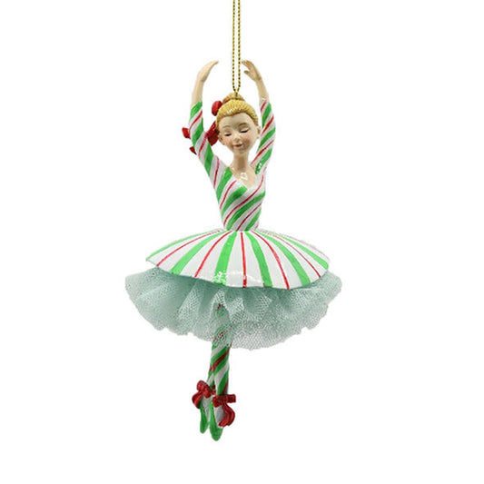 December Diamonds Christmas Carousel Green Peppermint Ballerina Ornament