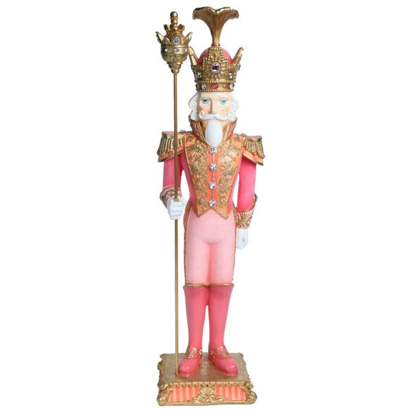 December Diamonds Pink Christmas Pink / Gold Nutcracker With Staff.