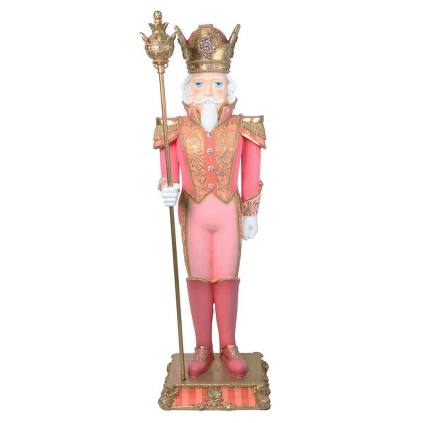 December Diamonds Pink Christmas 6 Ft Pink / Gold Nutcracker With Staff