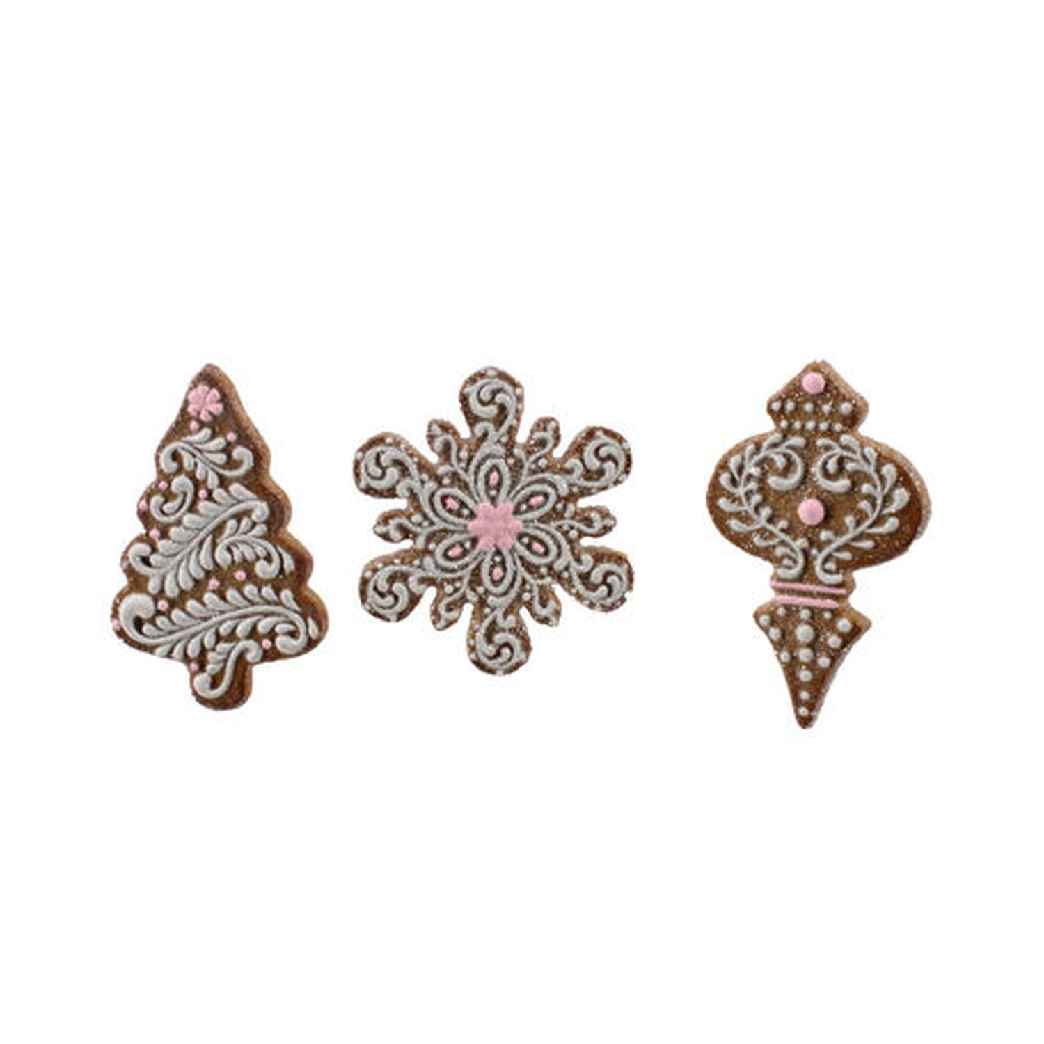 Gingerbread Sweet Shoppe Set Of 3 Assortment Gingerbread Cookies Ornam ...