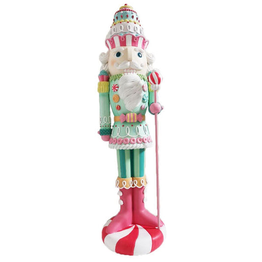 Santa's Sweet Shoppe Collection December Diamonds North Pole Sweet Shoppe 5 Ft Candy Nutcracker w/ Staff Display