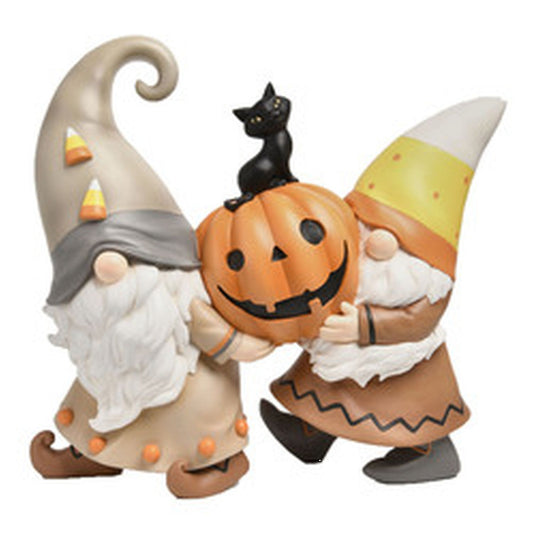 December Diamonds Candy Corn Halloween 15" Gnomes Carrying Pumpkin.