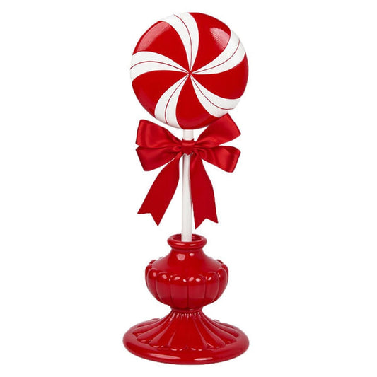 Christmas Carousel Collection 17In Peppermint Lollipop On Red Base