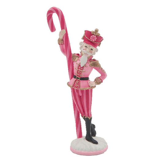 December Diamonds Nutcracker Sweet Shoppe 9In Pink Nutcracker With Candy Cane