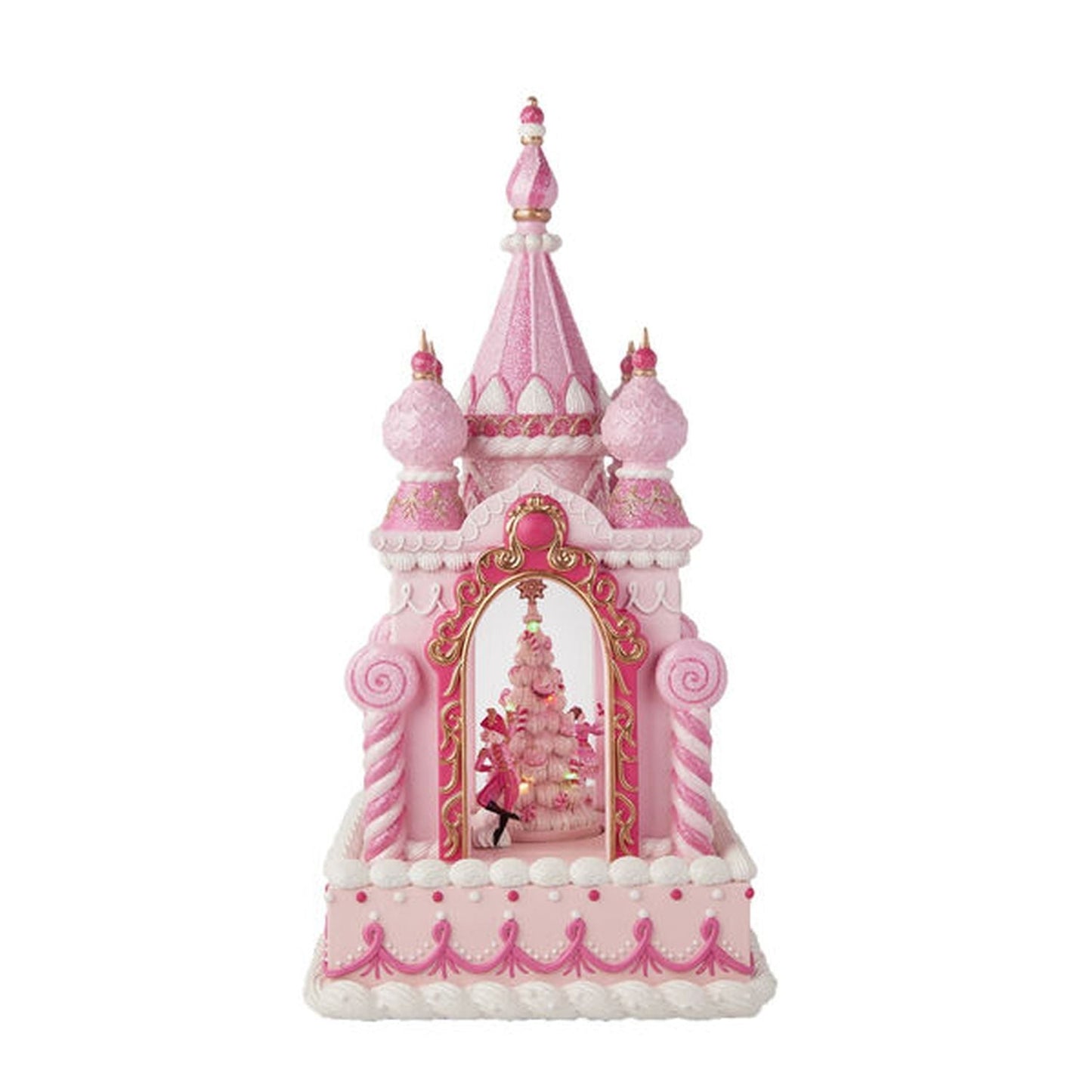 December Diamonds Nutcracker Sweet Shoppe Pink Castle With Led