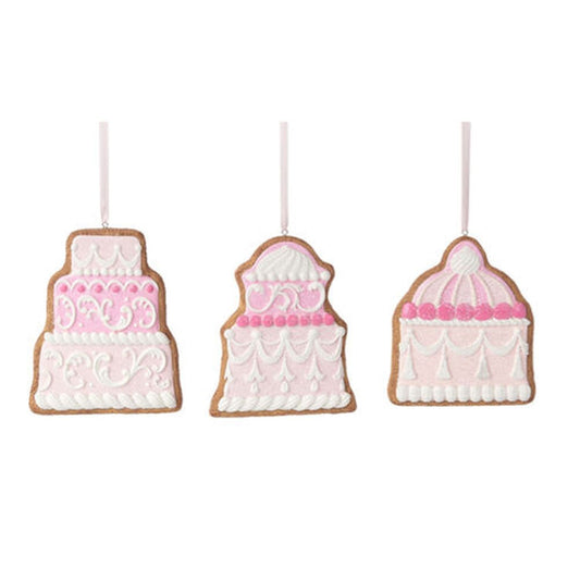 Nutcracker Sweet Shoppe Set Of 3 Assortment Pink Cake Cookie Ornaments