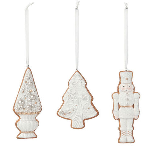 Gingerbread Village Set Of 3 Assortment Cookie Cut Out Ornaments