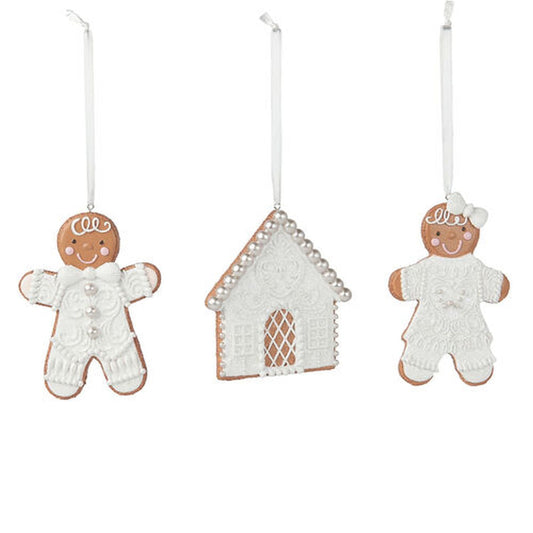 Gingerbread Village Set Of 3 Assortment Boy/Girl/House Ornaments