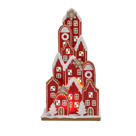 Christmas Carousel Collection 18" Led Red Stacked Gingerbread Village