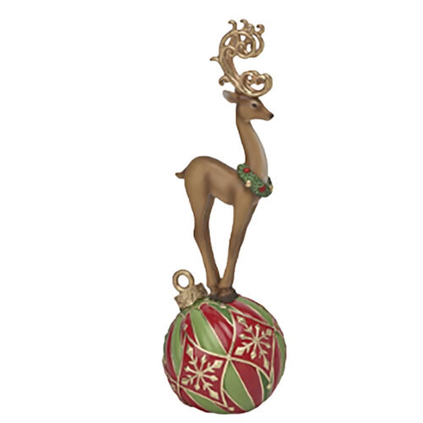 December Diamonds Christmas Carousel 17" Gold Deer On Bauble