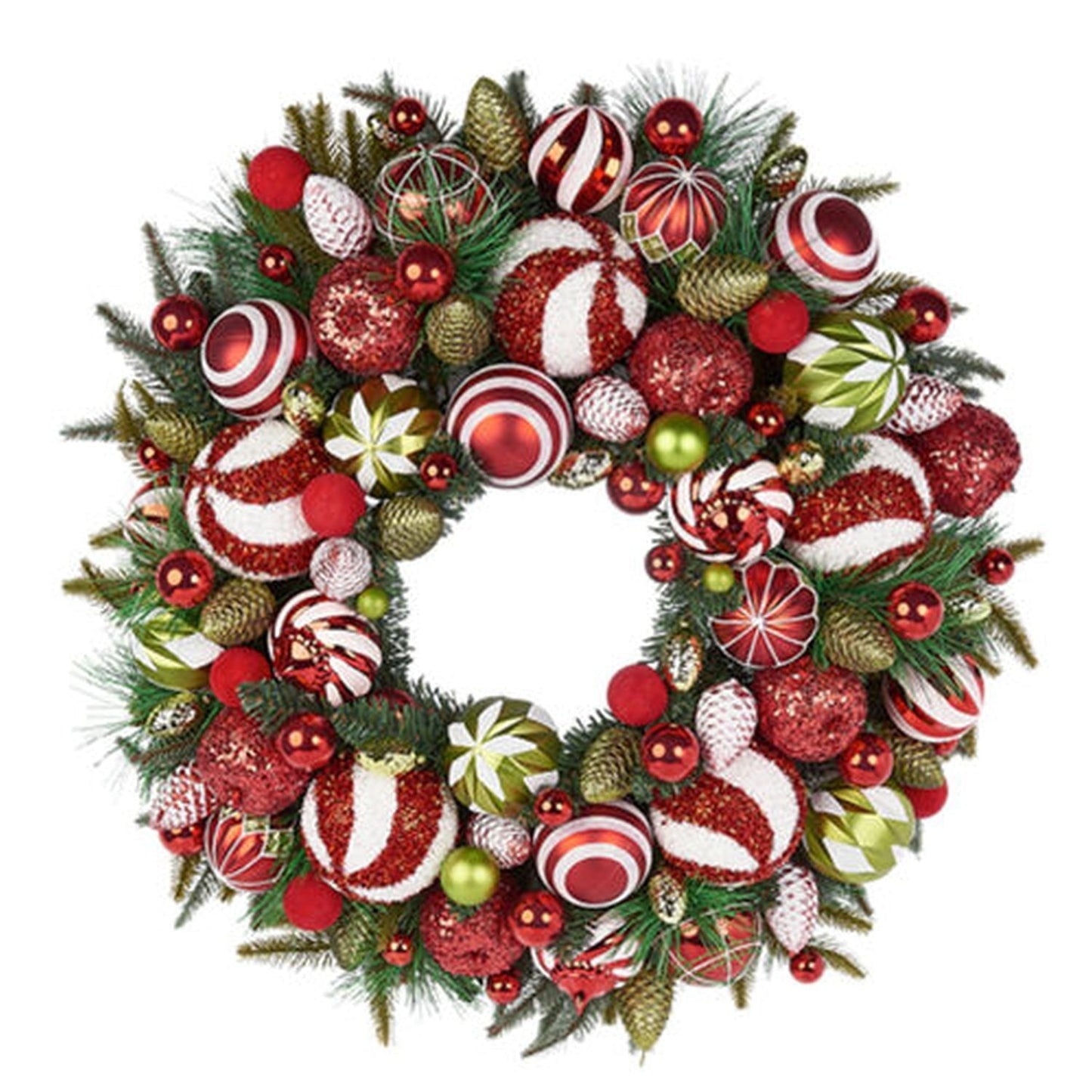 December Diamonds Fun At The North Pole 30" Red/Green Bauble Wreath