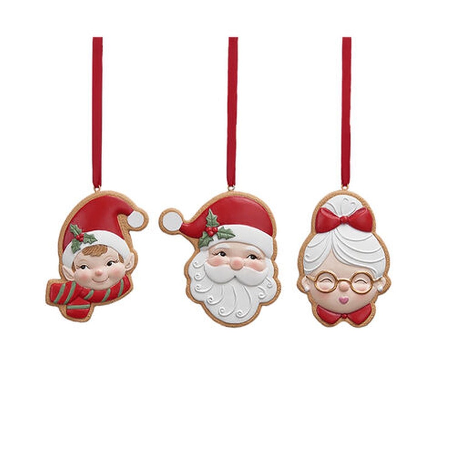 December Diamonds Santa & Friends Set Of 3 Assortment Cookie Character Ornaments