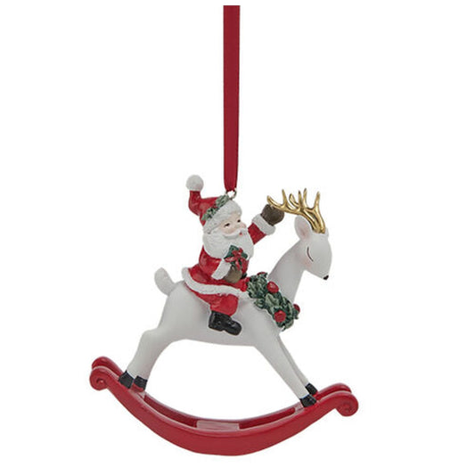 December Diamonds Santa & Friends Santa On Rocking Horse Ornament