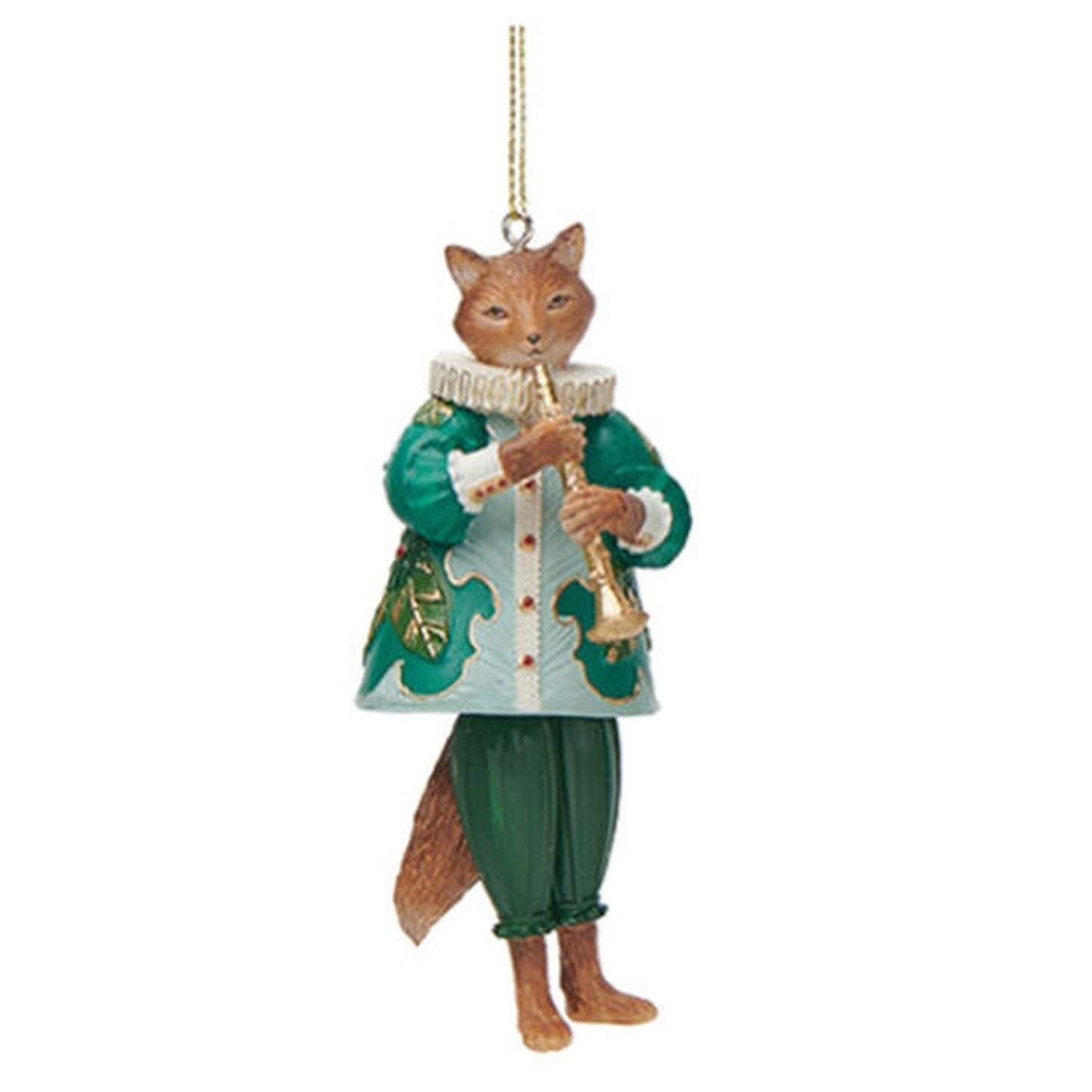 December Diamonds Winter Melody Fox With Trumpet Ornament